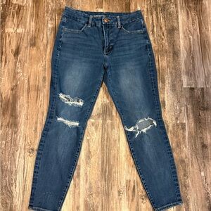 American Eagle Outfitters Navy Distressed High-Rise Skinny Jeans